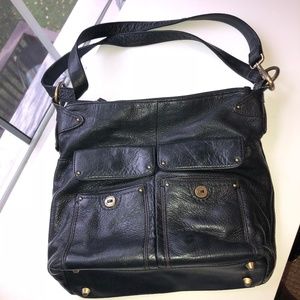 Black Leather Stone Mountain Handbag